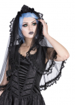 Gothic černý závoj black lace ruffle  