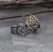 OCELOVÝ PRSTEN VIKING VEGVISIR AND RUNES - SILVER  