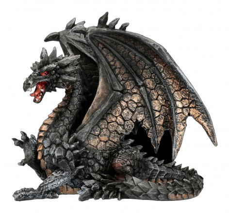 Soška drak Black dragon with copper scales  