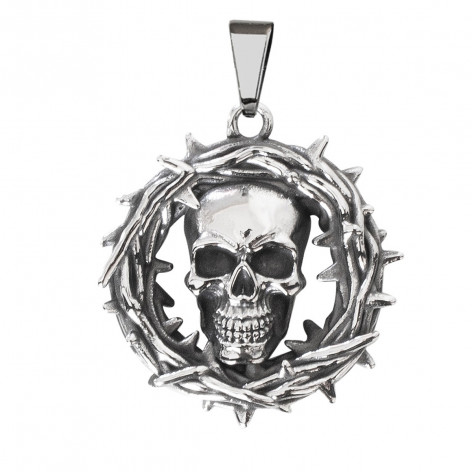 Přívěsek s lebkou chirurgická ocel Skull with thornes  