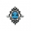 Prsten chirurgická ocel Blue Topaz Flowers  