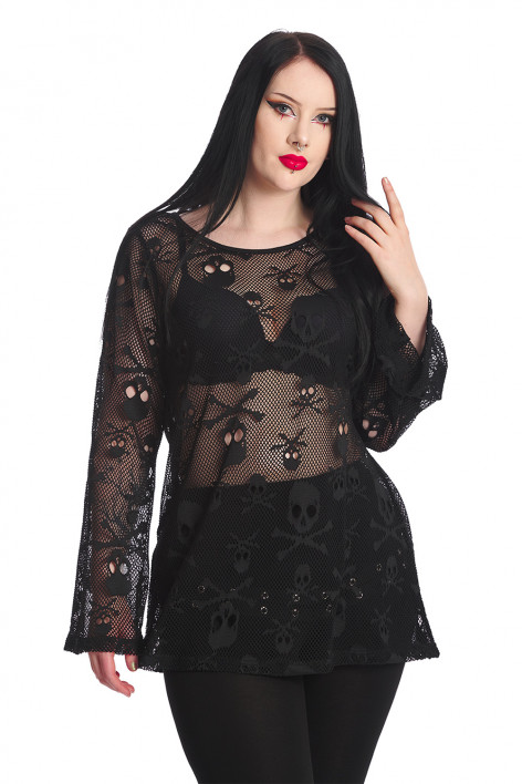 Dámský gothic TOP Black BFF NET  