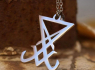 Přívěsek s řetízkem chirurgická ocel Seal of Lucifer Nephilim Satan  