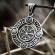 Přívěsek chirurgická ocel Vegvisir Viking Runes Rotatable   