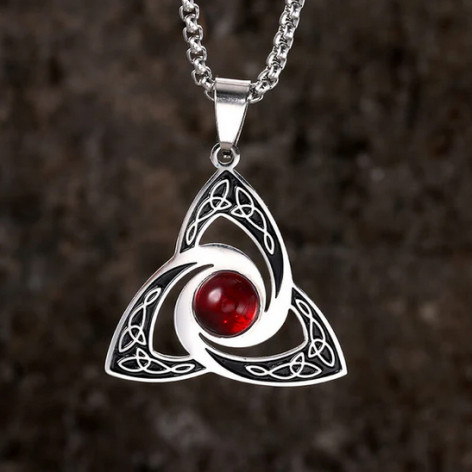 Přívěsek s řetízkem Keltský uzel Celtic Knot RED  