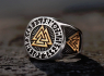OCELOVÝ PRSTEN VIKING Runes Valknut Triangle Bronze  