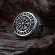 OCELOVÝ PRSTEN VIKING Futhark Runes Compass  