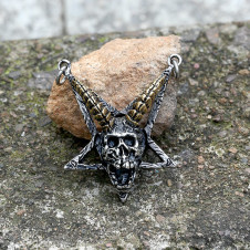 Přívěsek chirurgická ocel Baphomet Horned Skull Pentagram BRONZE