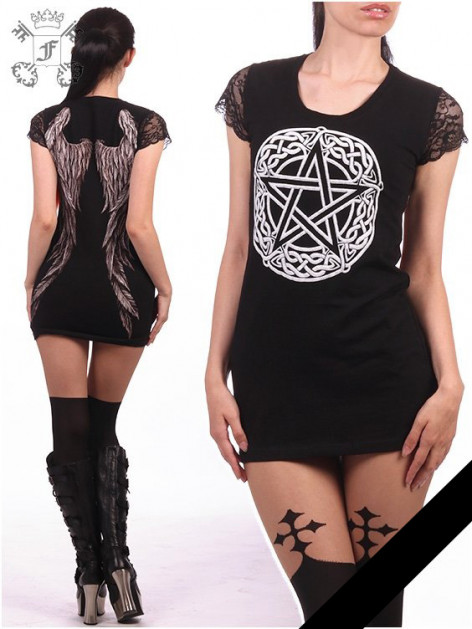 Tunika Wiccan Pentagram Laced sleeves FAN-WIPENT  