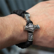 Náramek nerezová ocel Thor's Hammer Braided Rope Viking  