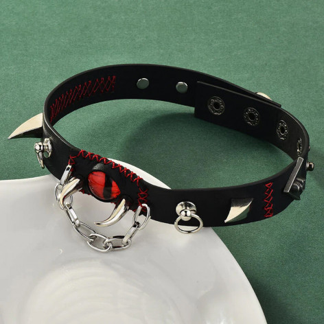 Obojek/choker s hroty RED EVIL EYE  