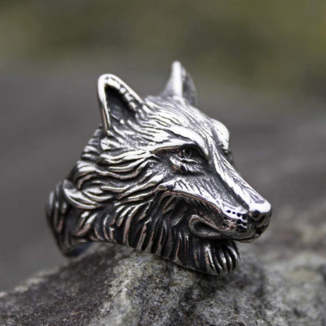 OCELOVÝ PRSTEN Wild Wolf Viking Ring  