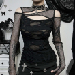 Dámský gothic top SLIM MESH HOLE LONG  