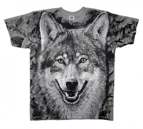 Šedé tričko vlk WOLF FOREST CAMO FAN-T203  
