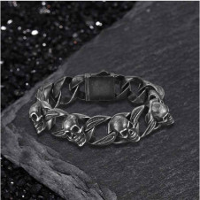 Náramek s lebkou nerezová ocel Hip Skull Black