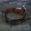 Kožený náramek nerezová ocel Viking Thor's Hammer BROWN  