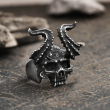 OCELOVÝ PRSTEN Horned Satan Devil Skull  