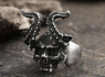 OCELOVÝ PRSTEN Horned Satan Devil Skull  