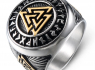 OCELOVÝ PRSTEN VIKING Runes Valknut Triangle Bronze  