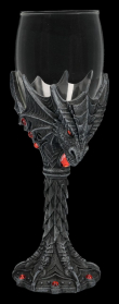 Kalich pohár Drak Dragon glass, black with red stones  