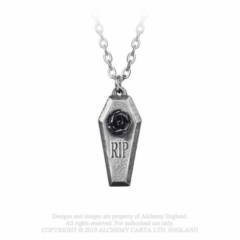 Přívěsek Alchemy Gothic - rakev RIP Rose  