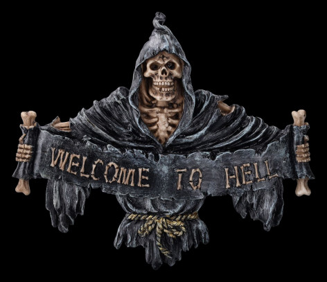 Dekorativní plastikaa na zeď Welcome to hell  