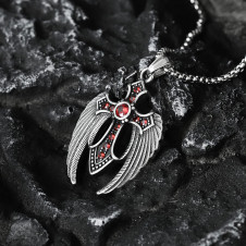 Přívěsek chirurgická ocel Fallen Angel Wings RED