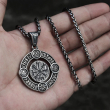 Přívěsek chirurgická ocel Vegvisir Viking Runes Rotatable   